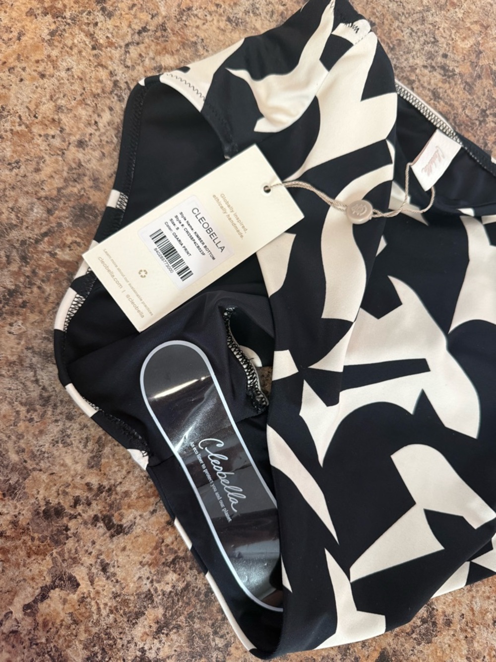 NWT Cleobella Kimber High Waisted Bikini Bottom Osaria Black White Size Small - Picture 3 of 7